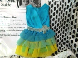 1456 1970 BARBIE DREAMY BLUES TIERED SATIN DRESS SOLO
